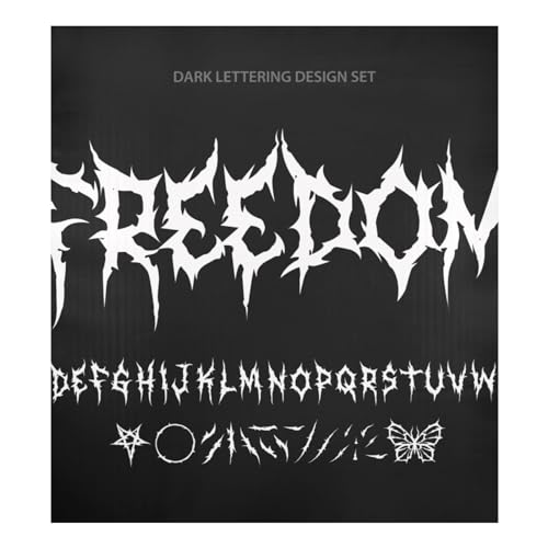 KLL Y2k Freedom Gothic Dark Lettering Tattoo Geschirrspüler-Magnetabdeckung, 58,4 x 66 cm, magnetischer Aufkleber für Kühlschranktür...