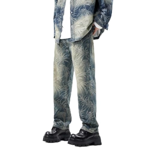 Jeans Pants Trousers Denim Men's Loose Classic Hawaiian Beach Wide Leg High Street Clothing