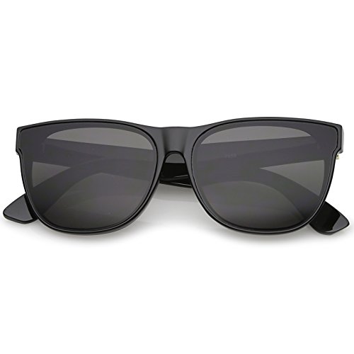 zeroUV Retro Oversize Wide Temple Square Flat Lens Horn Rimmed Sunglasses 60mm