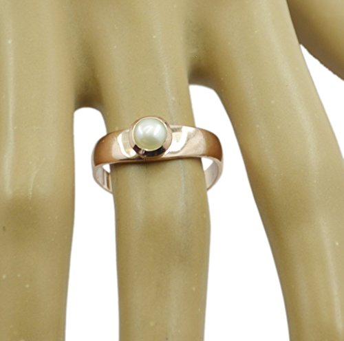 Bague en argent 925 avec perle blanche RIYO, éclat or rose d'exception