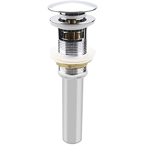 Pop Up Sink Drain with Overflow, Bathroom Faucet Vessel Vanity Sink Drain Stopper, Polished Chrome Cover