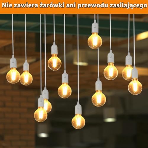 AUAUY 4 sztuki oprawki E27, E27 oprawy oświetleniowe z przewodem i terminalem, do lamp wiszących w salonie, kuchni, białe