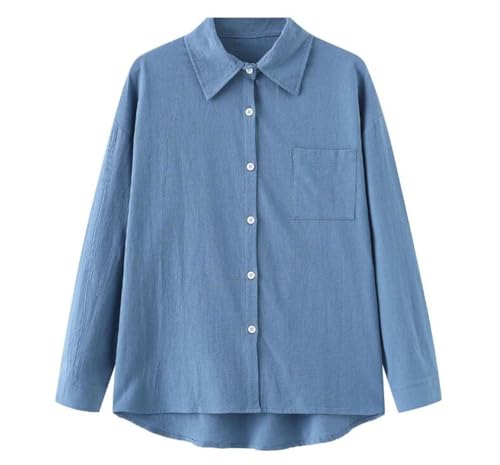 Women Loose Solid Color Cardigan Shirt Wide Leg Pants 2-Piece Set of Retro Cotton Linen Shirt High Waist Long Pants2