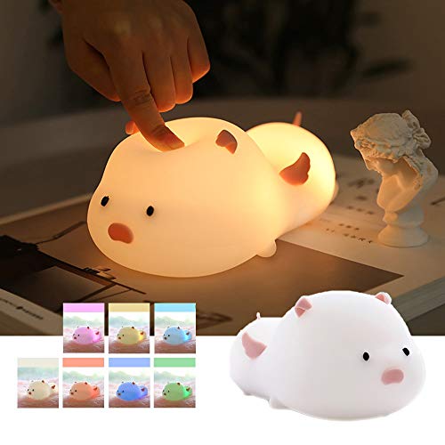 Lámpara nocturna de silicona para niños color rosa miniatura 1