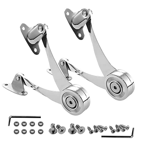 2 Pcs Heavy Duty Soft Close Lid Support Hinges - Adjustable Metal Lift-Up Cabinet Door Hinges for Toy Box, Right/Left Hand Mount, Zinc Alloy, Satin Nickel Finish, Includes Allen Wrench & Screws