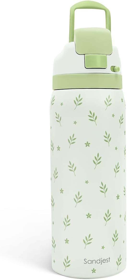 Botanical Insulated Stainless Steel Water Bottle with Straw for Sports and Travel, 32oz, Gifts for Women Girls Friends Teens Birthday Christmas