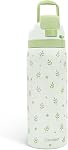 Bouteille d'eau en acier inoxydable isolant botanique avec paille pour le sport et le voyage, 32oz, Cadeaux pour les femmes Filles Amis Adolescents Noël