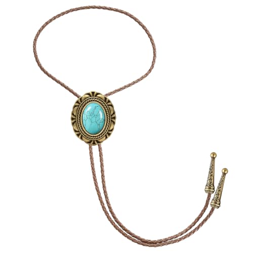 Image of GelConnie Native American Bolo Tie Rodeo Cowboy Leather Necktie Western Necklace Costume Accessories for Men,Women