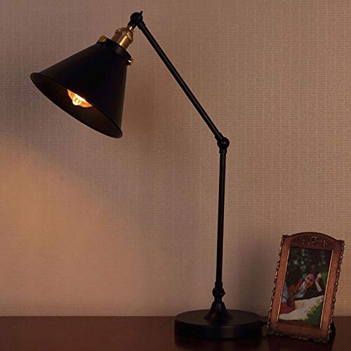 GHMYU Table Lamp Lámpara de Mesa de Metal con Brazo mecánico Largo y Creativo, Interruptor de botón de lámpara de Brazo Largo Industrial Retro Americano, lámpara de Mesa de Vidrio, Elegante y Suave