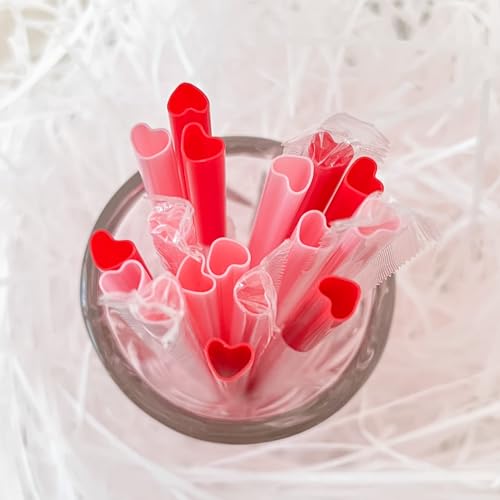 Pitillos desechables corazón rosa y rojo 200 pcs miniatura 2