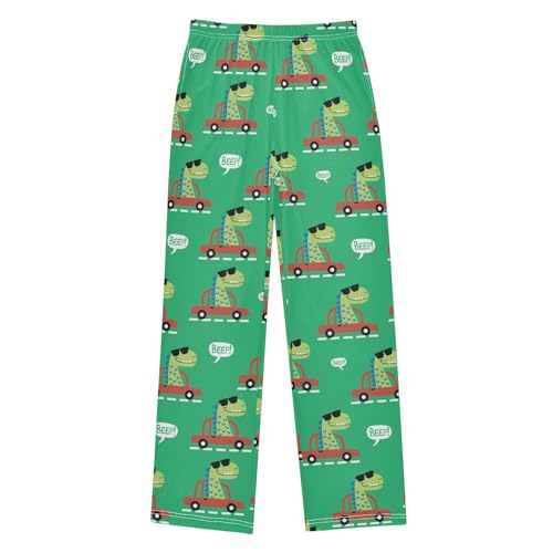 ZZXXB Dinosaur and Car Boys Long Pants Soft Trousers Elastic Waist Kids Lounge Bottoms with Pockets S-XL