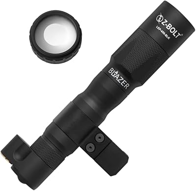 Z-BOLTÂ® Blazer Gen 3 LEP White Light Flashlight & Beam Diffuser (Black) with Rail Clamp Mount & Scout Light Head - Dual Fuel - DS00 Type Tailcap
