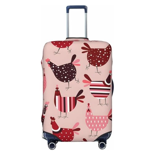 Funny Cartoon Chicken Hens Travel Luggage Cover Suitcase Protector Bag,Dust-Proof Fits 18-32 Inch Luggage,Baggage Covers For Kid And Adult,Medium