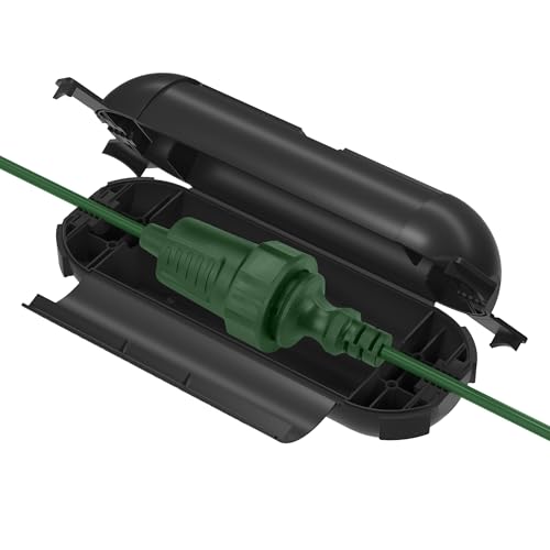 BN-LINK Outdoor IP44 wasserdichter Safe Box Garten Kabelbox wasserdicht für LED-Kette 20x8x7 6cm Schutzbox für Verlängerungskabel Elektrowerkzeug Rasenmäher (1PK Schwarz)