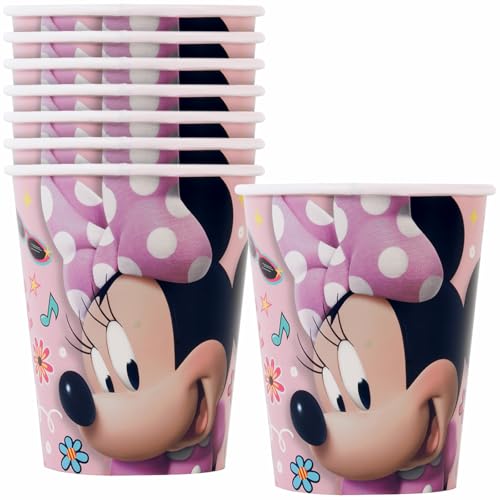 Disney Iconic Minnie Mouse Pink Paper Cups -9oz, (8 Count) - Eco-Friendly & Durable - Perfect for Birthday Parties & Celebrations