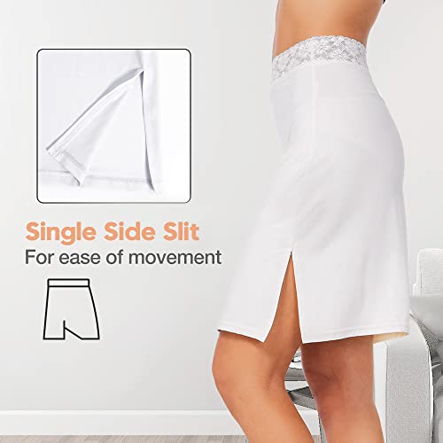 Subuteay Half Slips For Under Dresses Half Slip With Floral Lace Waistband Above Knee Length Slips For Women White S #TOP1