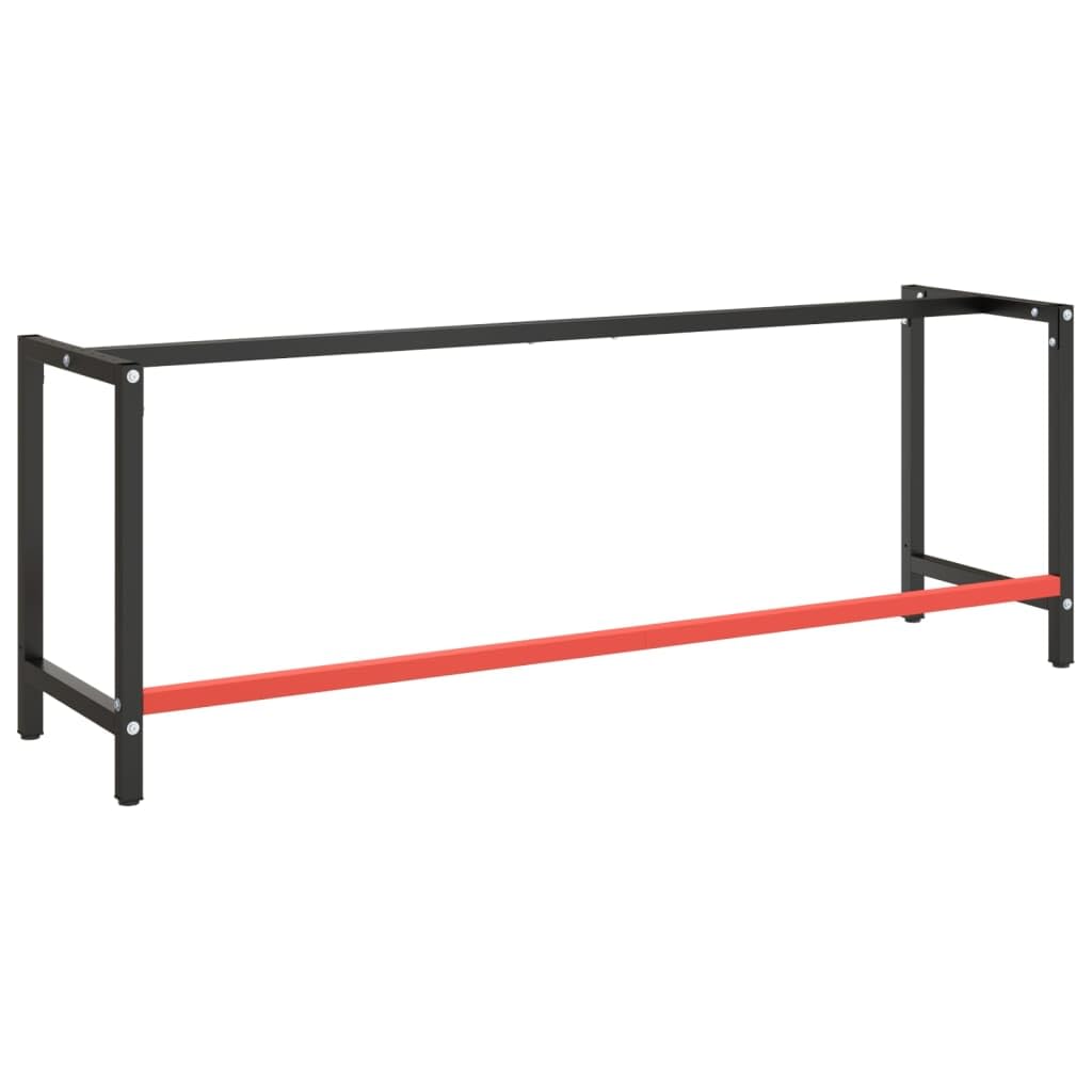 Marco de banco de trabajo (220 x 57 x 79 cm, metal), color negro y rojo mate