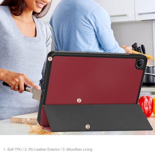 Housse antichoc Redmi Pad 2 avec support stylet et folio rouge