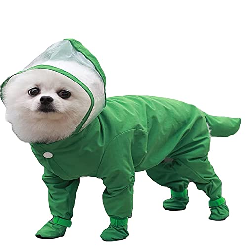 Capinho de chuva de cachorro pequeno usa chuva de estimação com capuz de pet-pernas Poncho à prova d