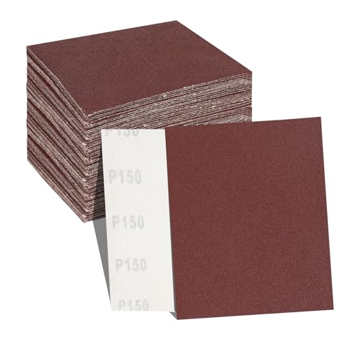 1/4 Sheet Sandpaper 5.5" x 4.5" Hook and Loop Sanding Paper 150 Grit Sandpaper for Palm Sander 30 PCS Aluminum Oxide Sanding Sheets Hand Sanding Blocks for Metal, Woodworking and Polishing (150 grit)