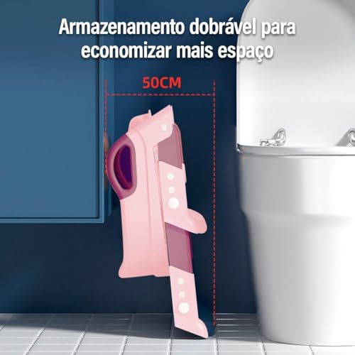 Assento Redutor Infantil Com Apoio e Suporte. Rosa e Lilas. Antiderrapante. Com Escada. Troninho. Pr