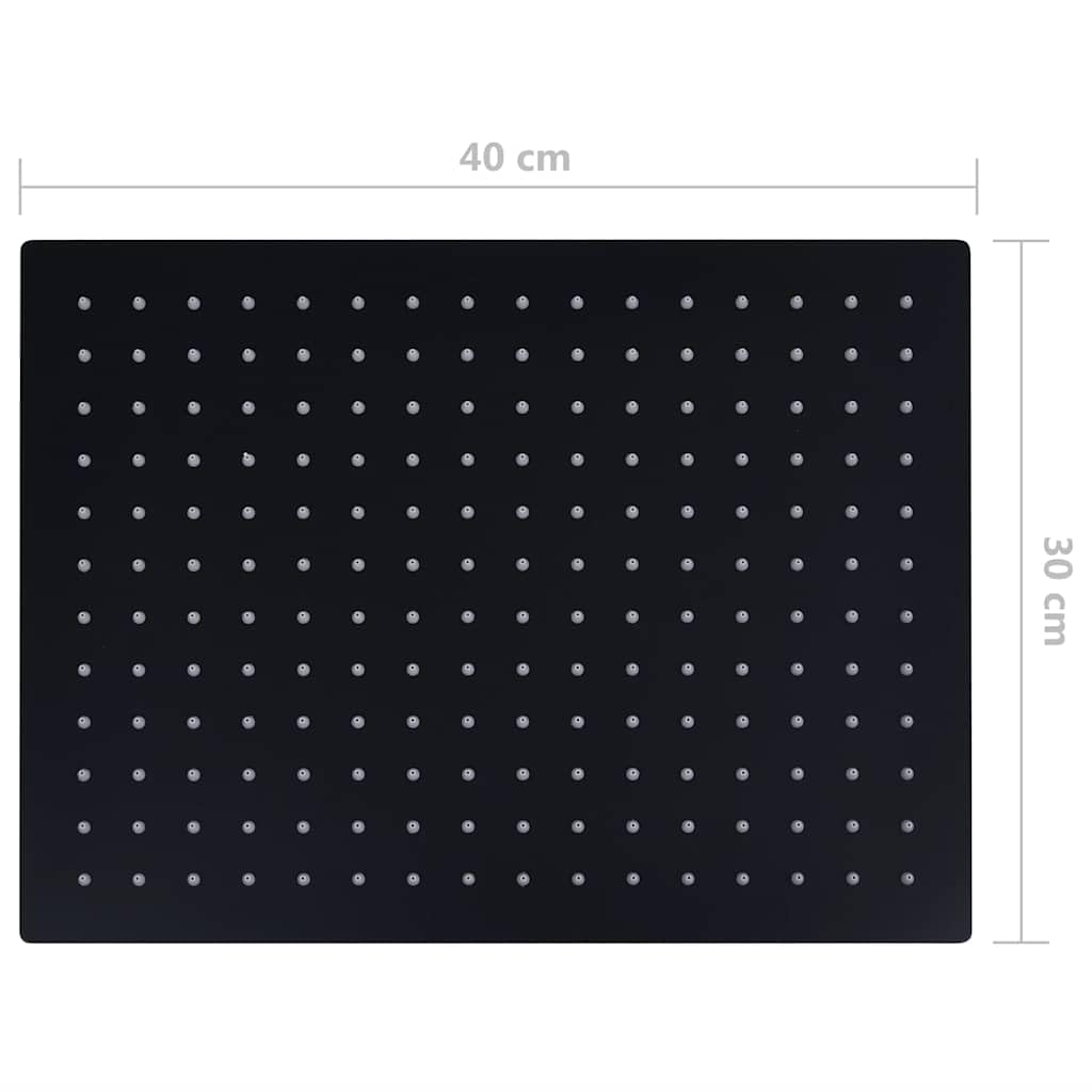 Ducha de lluvia de acero inoxidable 40 x 30 cm, rectangular, color negro, alcachofa de ducha de lluvia, ducha de ducha, ducha, ducha, baño, sanitario, 192 boquillas, montaje en pared o techo