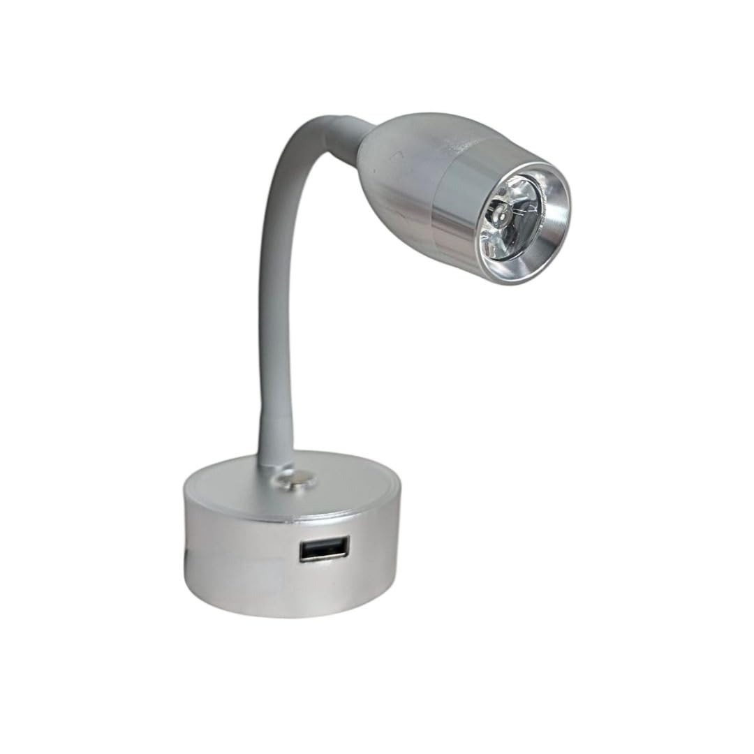 Marvix 12V 24V LED Reading Light Touch Dimmable Flexible Gooseneck Spotlight USB Charging Port Caravan Campervan Motorhome Boat Map Lamp