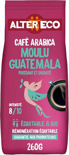 ALTER ECO - Café Moulu - Café Arabica Bio du Guatemala - Intensité 4 - Issu du Commerce Equitable - 260 g