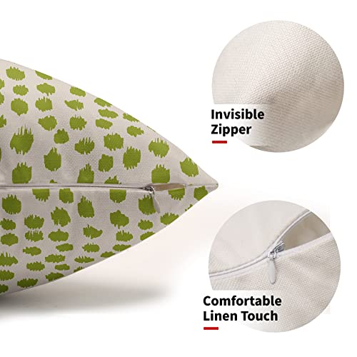 Lime Green Cream Boho Design Polka Dot Throw Pillows 12x20 Set of 2 Modern Brush Strokes Print Decorative Outdoor Pillowcase Lumbar Cushion Cover Linen Pillow Case for Sofa Couch Bed by Sweetshow - Image 3