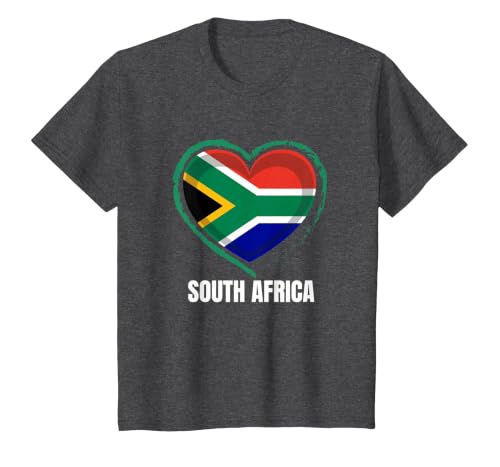 South African Flag South Africa Flag T-Shirt, Youth, Dark Heather Grey, 4T