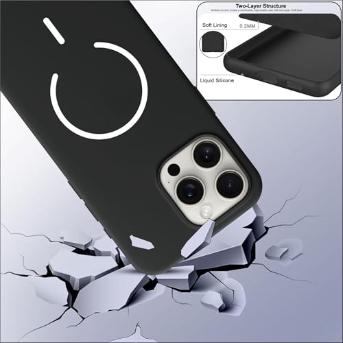 Image of SBMS Silicone Back Cover Case for iPhone 16 Pro | Soft Micro-Fibre Lining Inside | Magsafe Print On Back Side Camera Protection Bump | Shockproof Case for iPhone 16 Pro (Black)