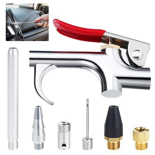 Knpwer Druckluftpistolen Air Blow Gun Luftdruckpistole Kompressor mit 6 stück Düse Hochdruck,Ausblaspistole Druckluft Ausblaspistole,Druckluft Ausblaspistolen Satz