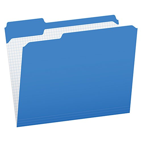 Pendaflex Color File Folders with Interior Grid, Letter Size, Blue, 1/3 Cut, 100/BX (R152 1/3 BLU)