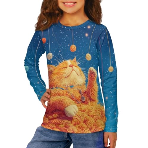 Girls Long Sleeve Tee Round Neck Shirts Youth Size 3-16 Soft Fabric Tops Lightweight Athletic Top Cute Blouses2