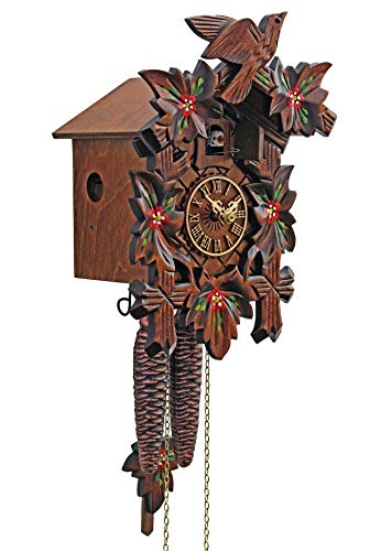Reloj cucú Adolf Herr Flores de Primavera tallado a mano en madera selecta 3