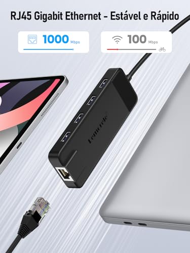 Image of Lemorele USB-C 10 in 1 Hub Adapter with Gigabit Ethernet, 4K HDMI, 4 USB 3.0 Ports, 100W PD and SD /TF Reader - Plug & Play for MacBook Air /Pro, iPad, Steam Deck and Switch
