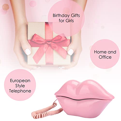 Téléphone fixe de bureau lèvre rose pour maison et espace de travail