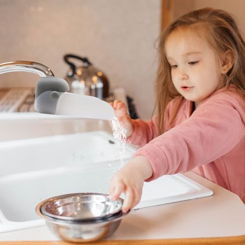 Image of 2Pcs Faucet Extender for Kitchen and Bathtub Sink, Sink Extender for Kids Boys Girls, Grey