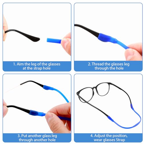 Amaxiu 8er Pack Brillenbänder für Kinder mit 8 Paar Ohrhaken, rutschfester Silikon Sonnenbrillenhalter elastischer Brillenhalter Brillenbandhalter Brillenband für Sportkinder(Farbe)