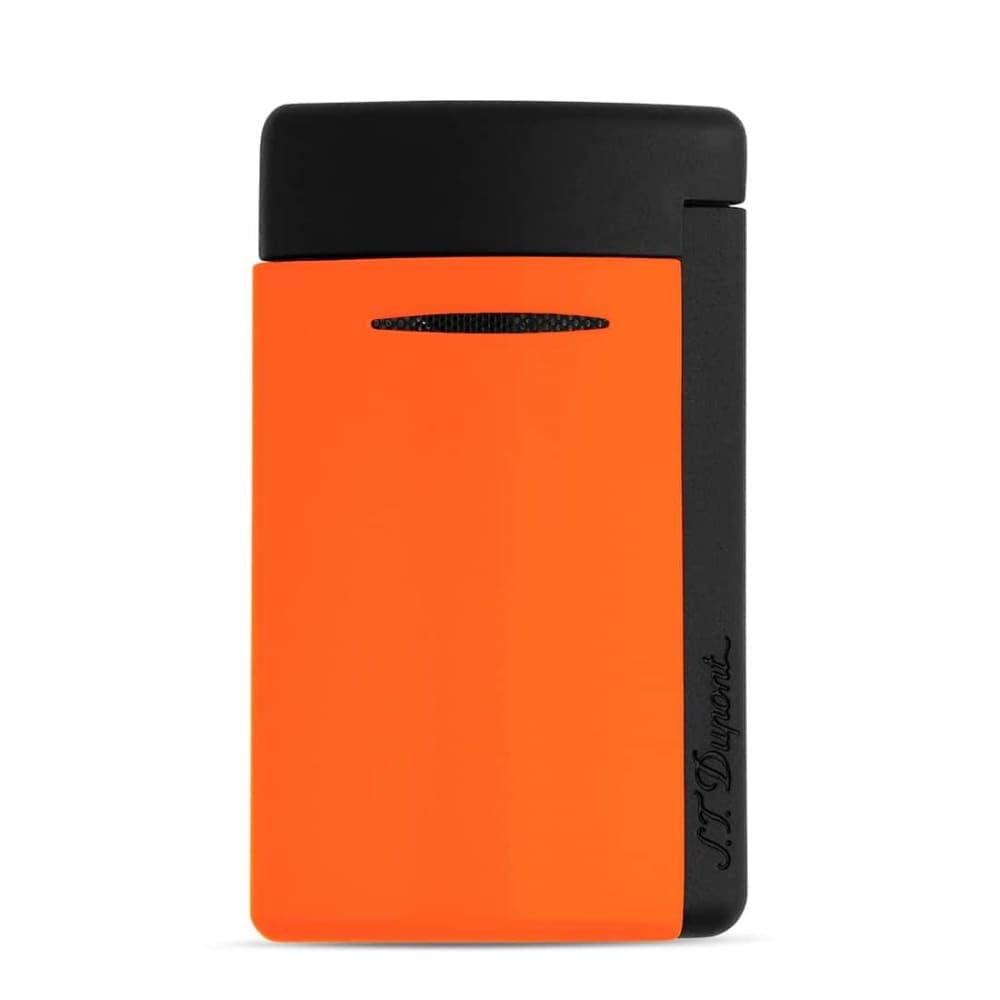 Encendedor S.T. Dupont Minijet recargable de gas con acabado negro y naranja fluo