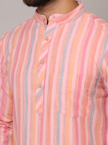 Image of LATEST CHIKAN Men's Cotton Regular Premium Long Kurta Full Sleeves - Casual Ethnic Wear
