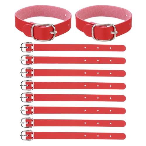 Image of PATIKIL Luggage Tag Strap, 10 Pcs PU Leather Extender Buckle Straps Luggage Tag Luggage Strap Tag Holder Adjustable for Suitcase Hanging Accessories Travel, Red