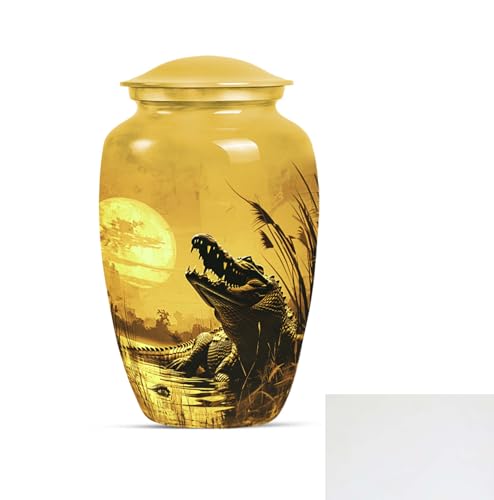Image of Personalized Alligator - Burial Urns - Large Urn for Human Ashes - 10 Inch - Large with Velvet Bag - Memorial Urns - Cremation Urn Human - Urn for Male & Female - Funeral Decorative Urns