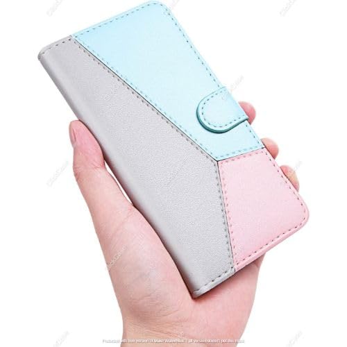 Image of ClickCase for Motorola Moto G05 Pastel Series Faux Leather Magnetic Card Holder Wallet Kickstand Case Flip Cover for Motorola Moto G05 (Soft Tricolor)