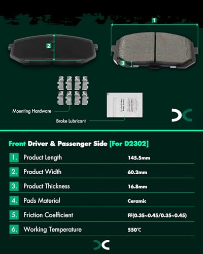 Image of SCITOO D2302-9538 Disc Brake Pads Sets Front Ceramic Brake Pads w /Hardware | For Hyundai For Elantra 2021-2023,For Sonata 2020-2023,For Kia For K5 2021-2023