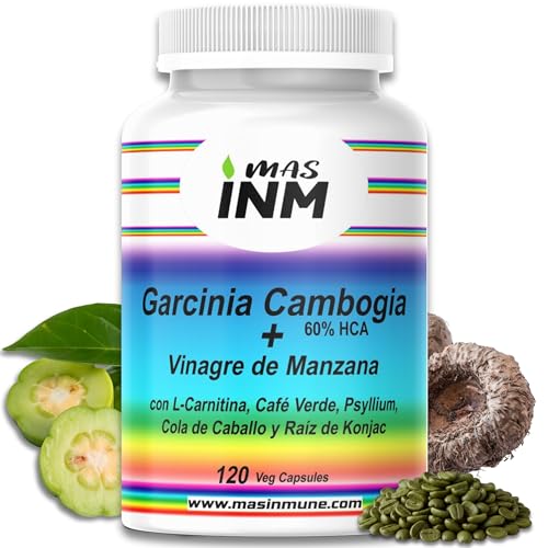 Garcinia Cambogia 60% HCA   Quemagrasas Natural con Vinagre de Manzana   L Carnitina – Glucomanano   Suplemento para Pérdida de Peso – Efecto Termogénico Fat Burner   120 Cápsulas – Masinmune.