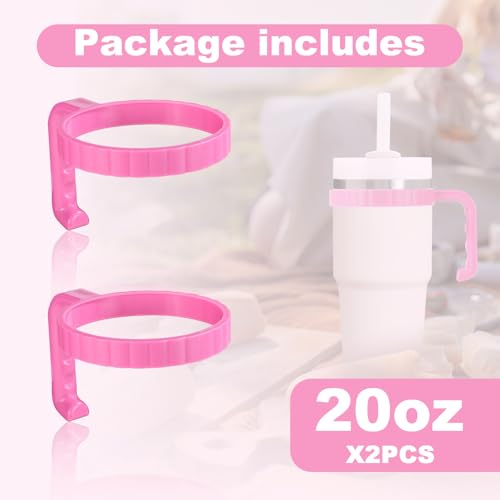 Stanley 20oz Quencher H2.0 Flowstate Tumbler Handle, Anti-Slip Car Cup Holder Friendly, Improved Grip (Pink)