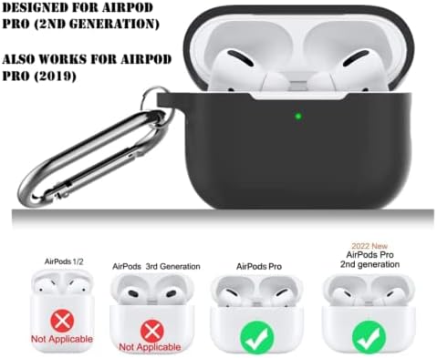 Miniatura 7 de Funda de silicona a prueba de golpes compatible con Airpods Pro 2, 2 generación, color negro