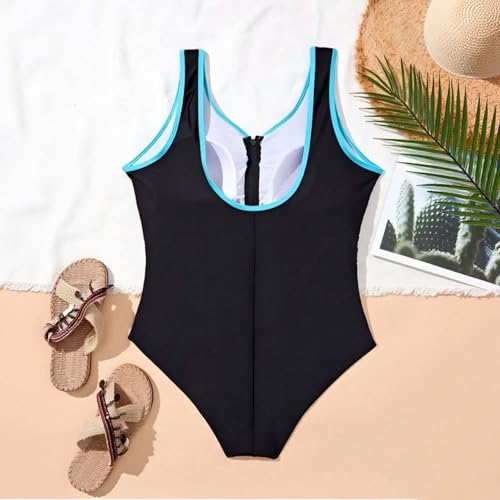 Bikini de talla grande 0XL azul y traje de baño ajustado para mujer 5