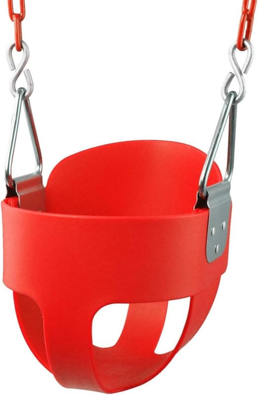 Image of Heavy-Duty High Back Full Bucket Toddler Swing Seat for Kids-Seat Only, Easy Install Red (Chain Not Included)